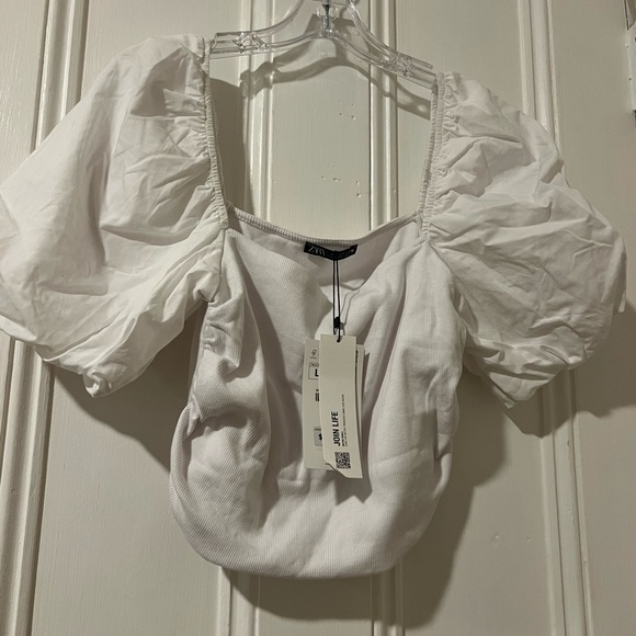 Zara Puff Sleeve Crop Top, L - Picture 4 of 7